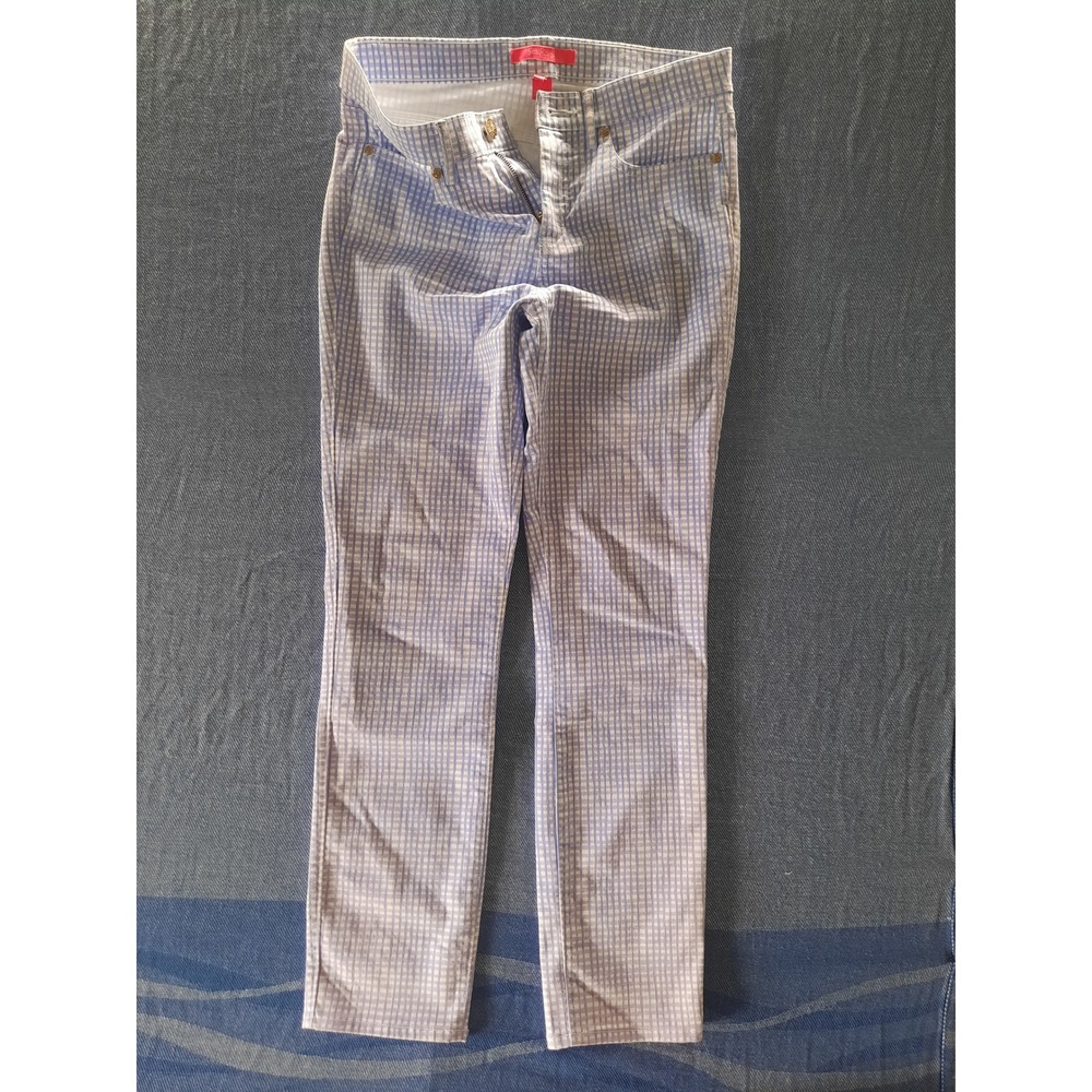 Lilly Pulitzer Women 6 Worth Skinny Pants Purple White All Over Gingham Check